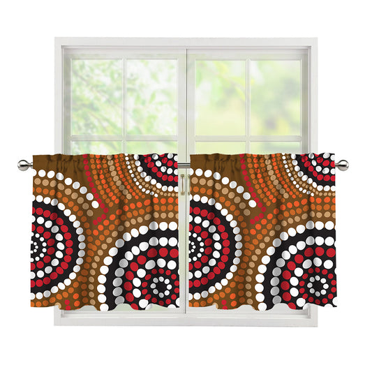 Australian Aboriginal Dot Print Tier Curtains
