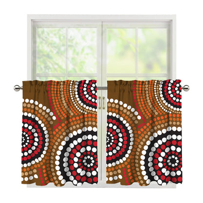 Australian Aboriginal Dot Print Tier Curtains