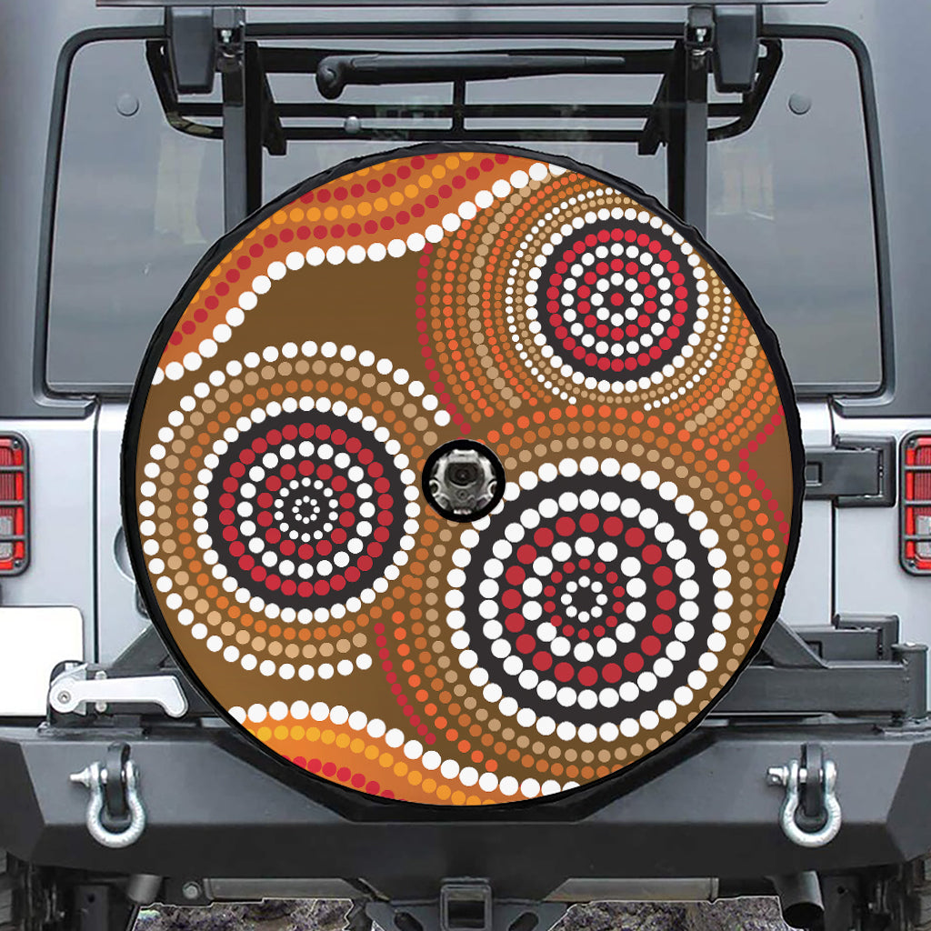Australian Aboriginal Dot Print Tire Cover With Camera Hole
