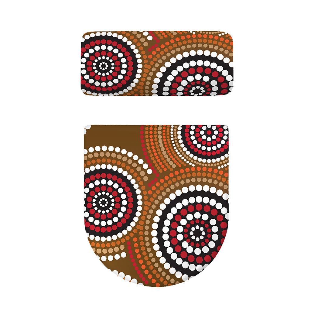 Australian Aboriginal Dot Print Toilet Lid And Tank Cover Set