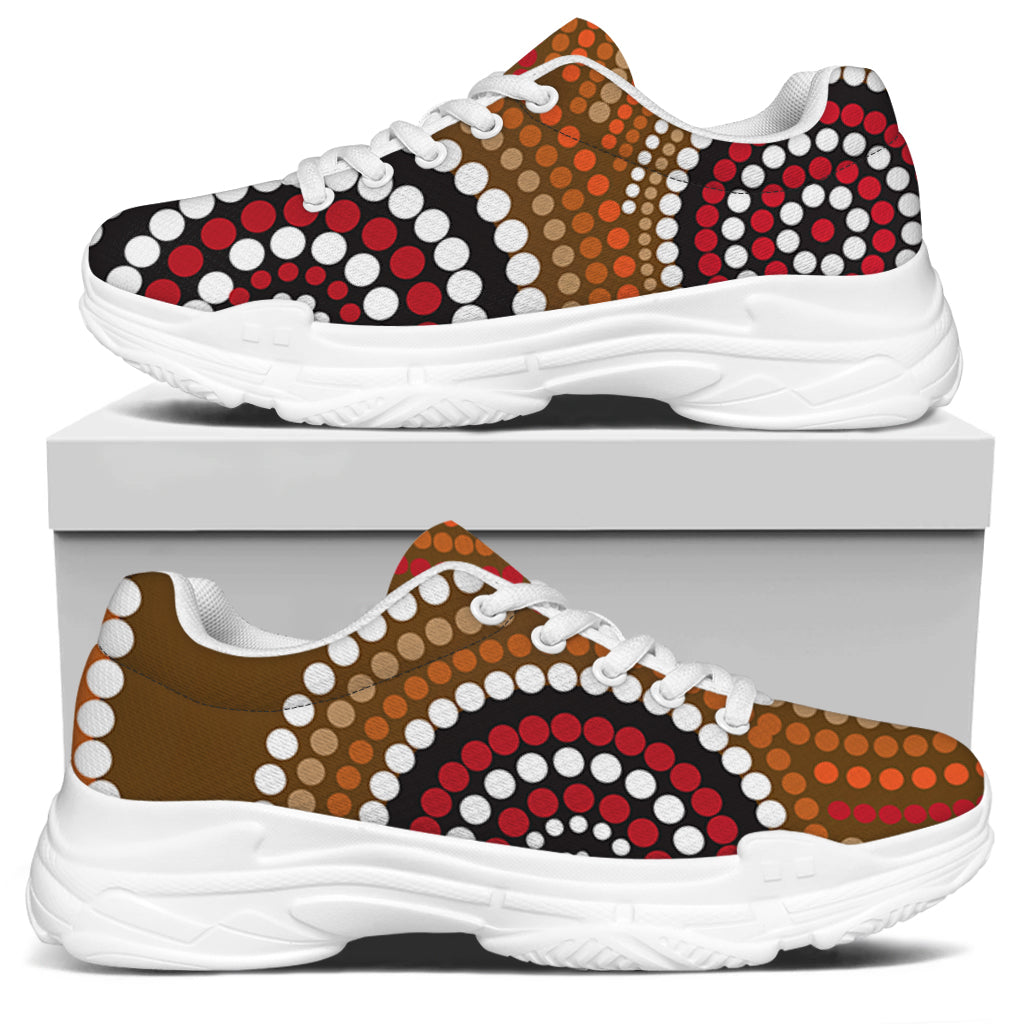 Australian Aboriginal Dot Print White Chunky Shoes