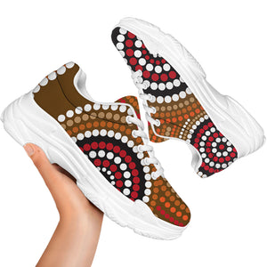 Australian Aboriginal Dot Print White Chunky Shoes