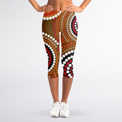 Australian Aboriginal Dot Print Women's Capri Leggings