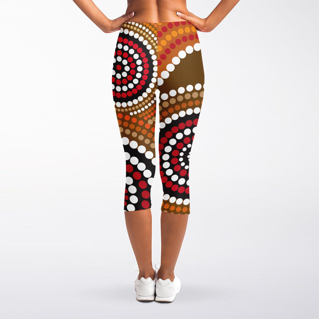 Australian Aboriginal Dot Print Women's Capri Leggings