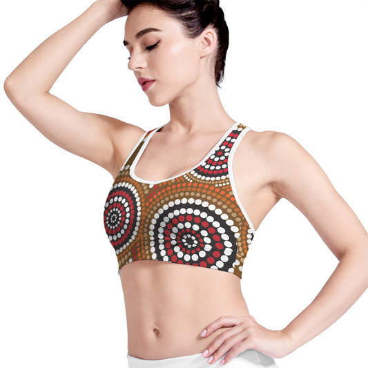 Australian Aboriginal Dot Print Women's Sports Bra