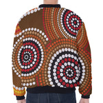 Australian Aboriginal Dot Print Zip Sleeve Bomber Jacket