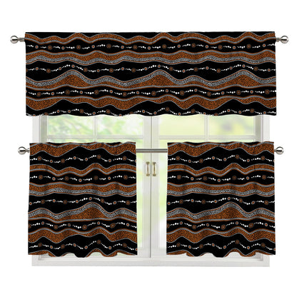 Australian Aboriginal Indigenous Print 3 Piece Kitchen Curtains