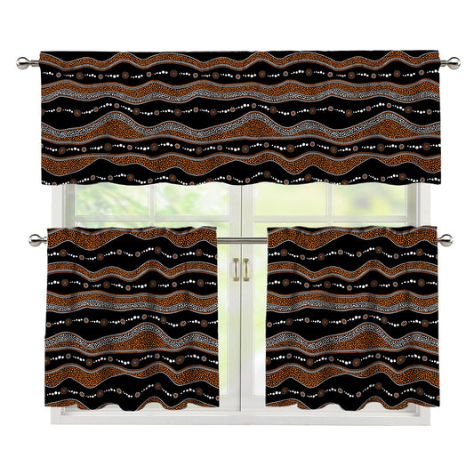 Australian Aboriginal Indigenous Print 3 Piece Kitchen Curtains