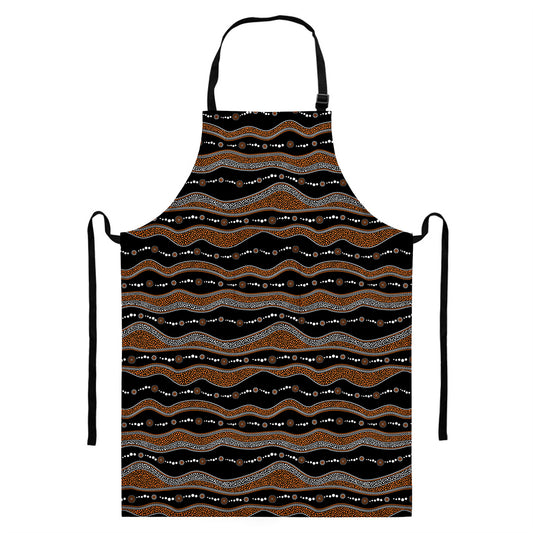 Australian Aboriginal Indigenous Print Bib Apron With Pocket