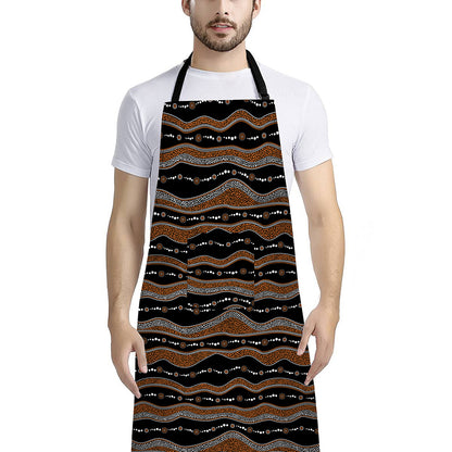 Australian Aboriginal Indigenous Print Bib Apron With Pocket