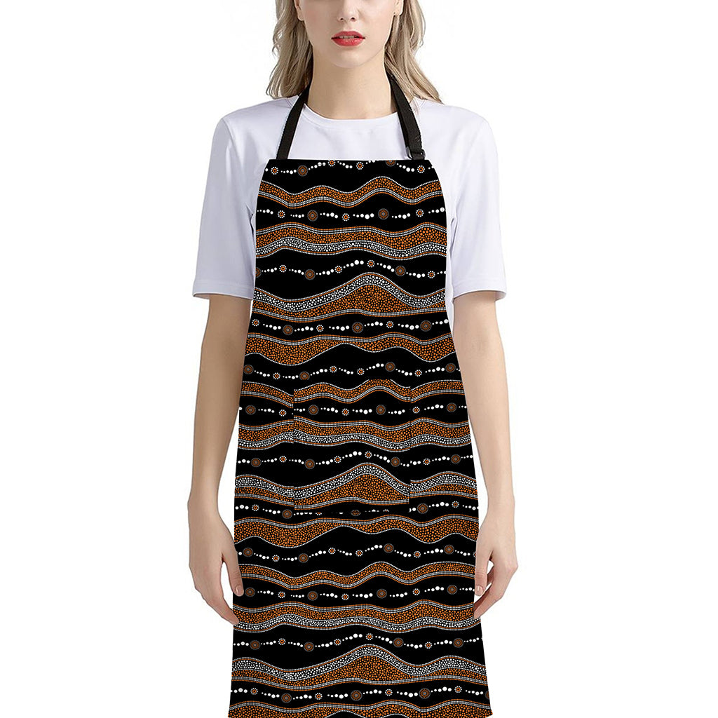 Australian Aboriginal Indigenous Print Bib Apron With Pocket