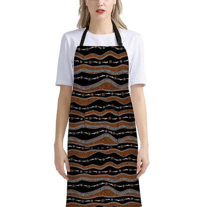 Australian Aboriginal Indigenous Print Bib Apron With Pocket