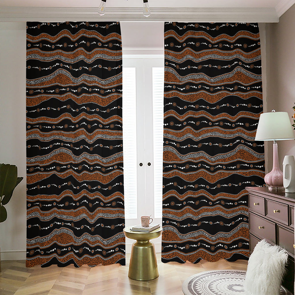 Australian Aboriginal Indigenous Print Blackout Pencil Pleat Curtains