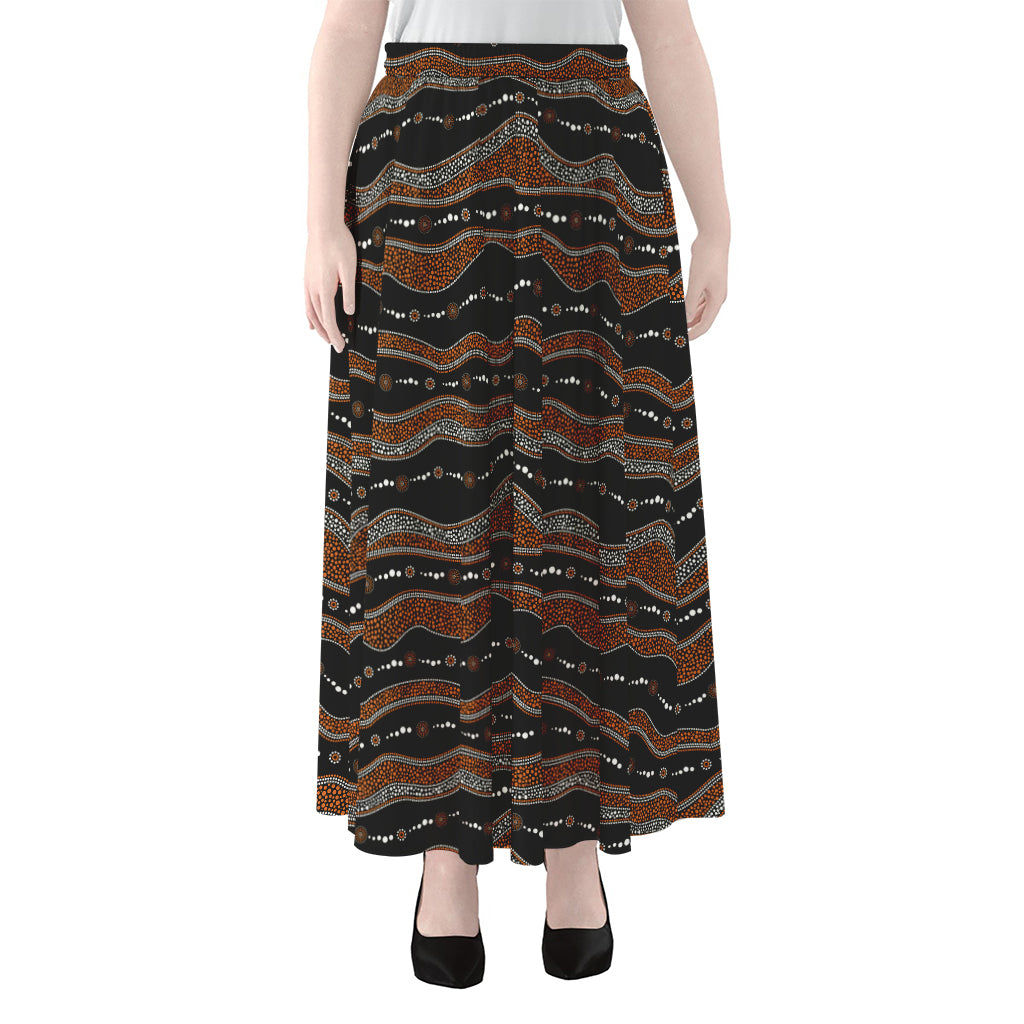 Australian Aboriginal Indigenous Print Chiffon Maxi Skirt