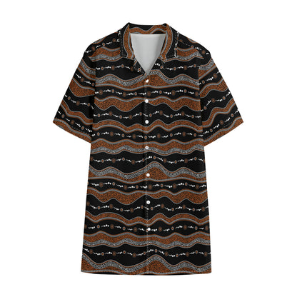 Australian Aboriginal Indigenous Print Cotton Hawaiian Shirt