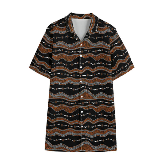 Australian Aboriginal Indigenous Print Cotton Hawaiian Shirt
