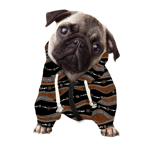 Australian Aboriginal Indigenous Print Dog Zip Up Hoodie