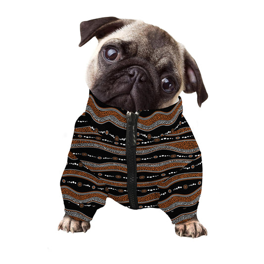 Australian Aboriginal Indigenous Print Dog Zip Up Jacket