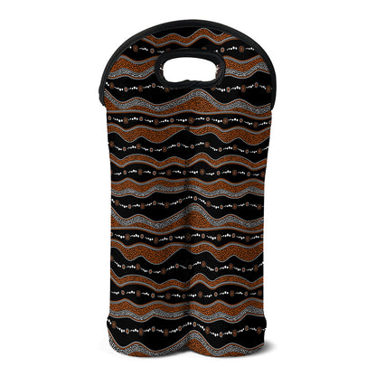 Australian Aboriginal Indigenous Print Double Neoprene Wine Tote