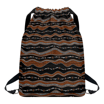Australian Aboriginal Indigenous Print Drawstring Backpack