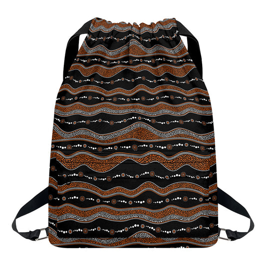 Australian Aboriginal Indigenous Print Drawstring Backpack