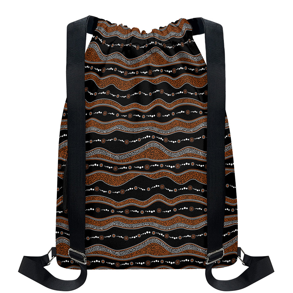 Australian Aboriginal Indigenous Print Drawstring Backpack
