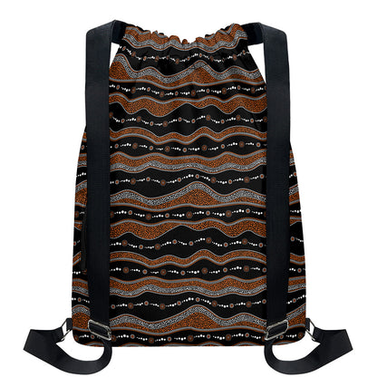 Australian Aboriginal Indigenous Print Drawstring Backpack