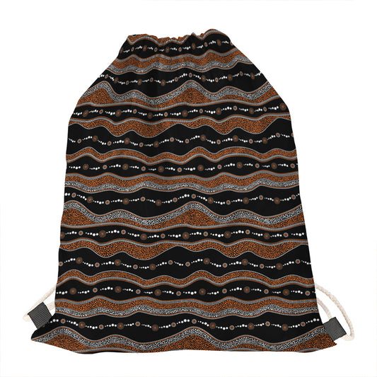 Australian Aboriginal Indigenous Print Drawstring Bag