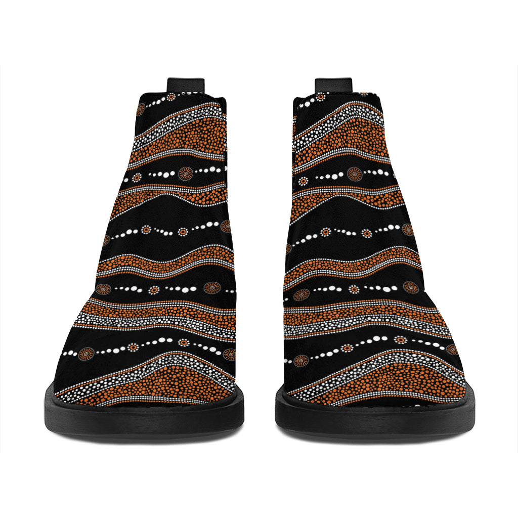 Australian Aboriginal Indigenous Print Flat Ankle Boots