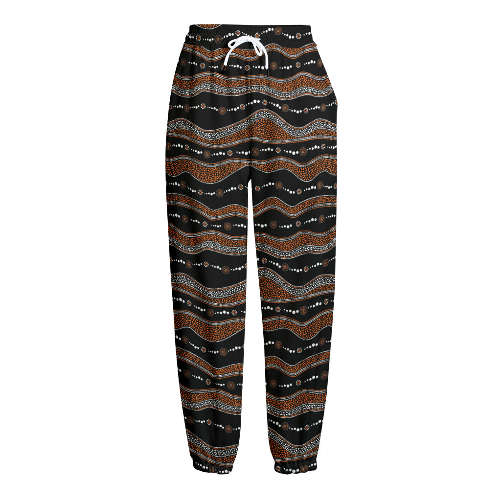 Australian Aboriginal Indigenous Print Fleece Lined Knit Pants