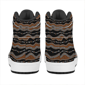 Australian Aboriginal Indigenous Print High Top Leather Sneakers