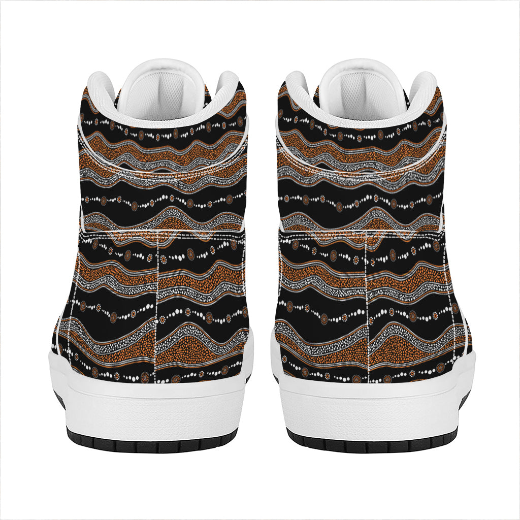 Australian Aboriginal Indigenous Print High Top Leather Sneakers