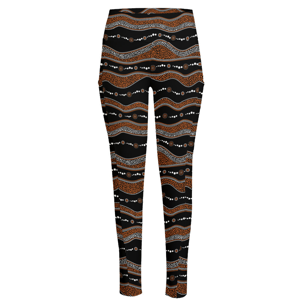 Australian Aboriginal Indigenous Print High-Waisted Pocket Leggings