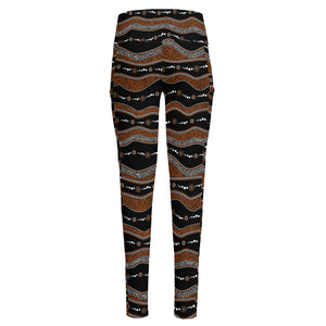 Australian Aboriginal Indigenous Print High-Waisted Pocket Leggings