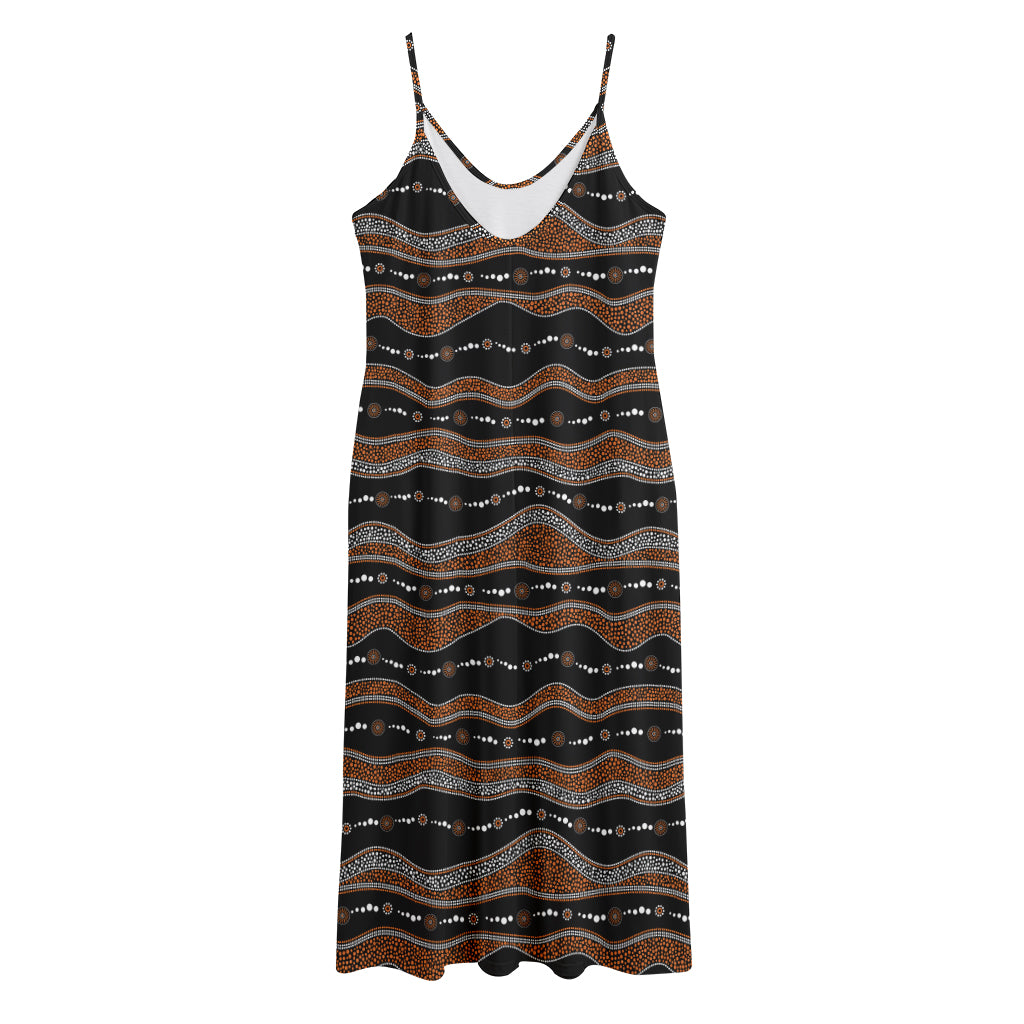 Australian Aboriginal Indigenous Print Jersey Midi Cami Dress