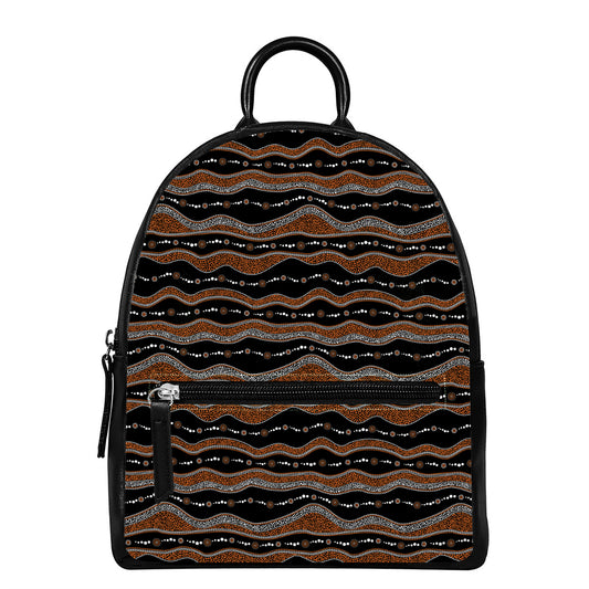 Australian Aboriginal Indigenous Print Leather Backpack