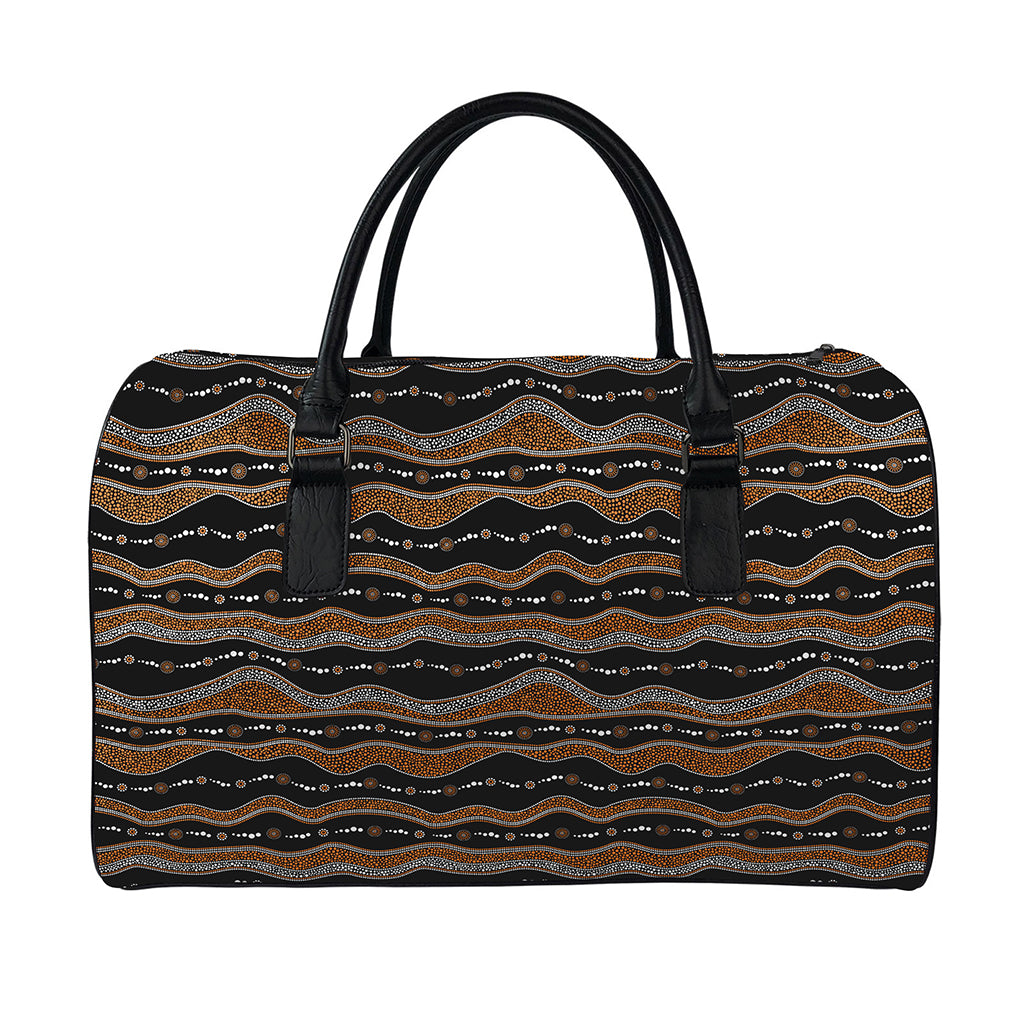 Australian Aboriginal Indigenous Print Leather Duffle Bag