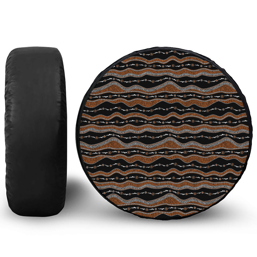 Australian Aboriginal Indigenous Print Leather Spare Tire Cover