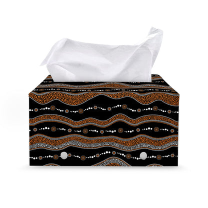 Australian Aboriginal Indigenous Print Leather Tissue Box Cover