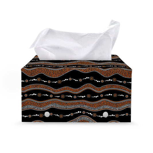 Australian Aboriginal Indigenous Print Leather Tissue Box Cover