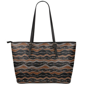 Australian Aboriginal Indigenous Print Leather Tote Bag