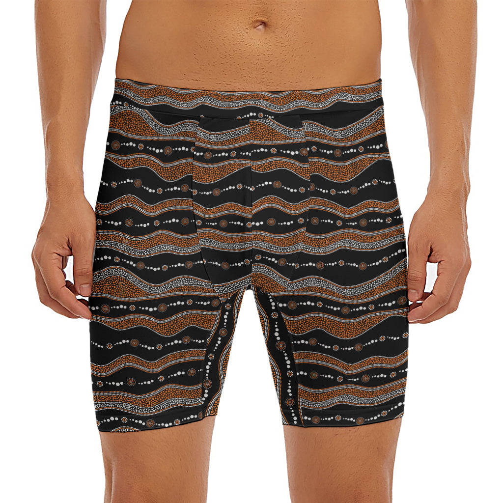 Australian Aboriginal Indigenous Print Men's Long Boxer Briefs