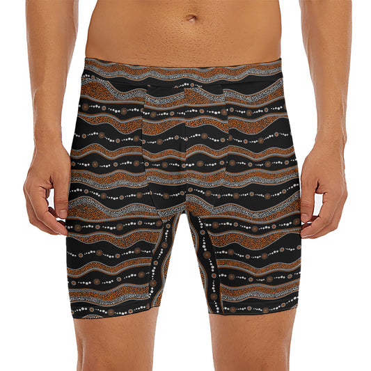 Australian Aboriginal Indigenous Print Men's Long Boxer Briefs