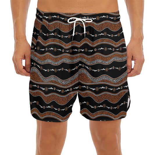 Australian Aboriginal Indigenous Print Men's Split Running Shorts