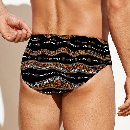 Australian Aboriginal Indigenous Print Men's Swim Briefs