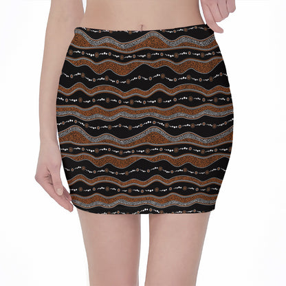 Australian Aboriginal Indigenous Print Pencil Mini Skirt