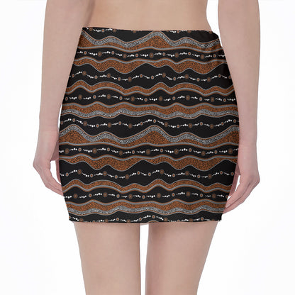 Australian Aboriginal Indigenous Print Pencil Mini Skirt