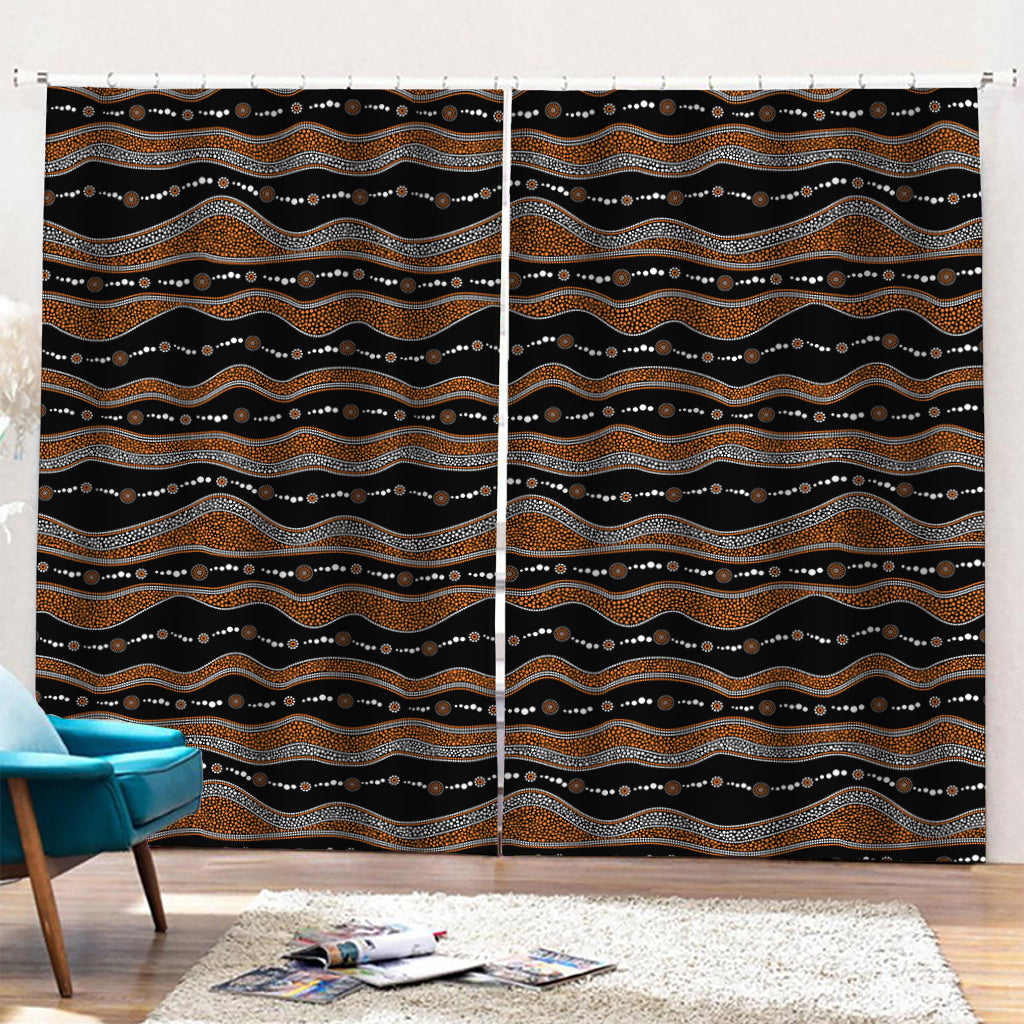 Australian Aboriginal Indigenous Print Pencil Pleat Curtains