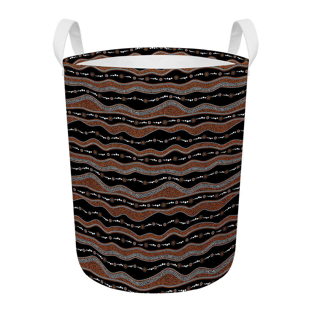 Australian Aboriginal Indigenous Print Round Laundry Basket