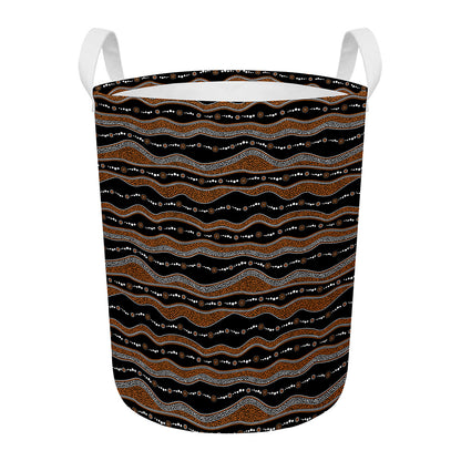 Australian Aboriginal Indigenous Print Round Laundry Basket